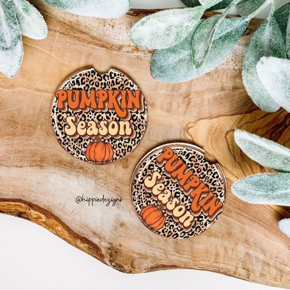 Pumpkin Season Car Coaster Set | Pumpkin Car Accessories - Picture 1 of 8